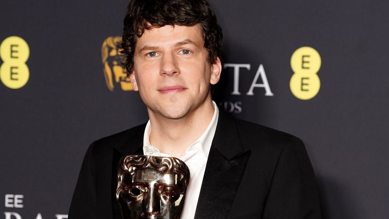 Jesse Eisenberg won the BAFTA for best original screenplay for A Real Pain. Pic: PA