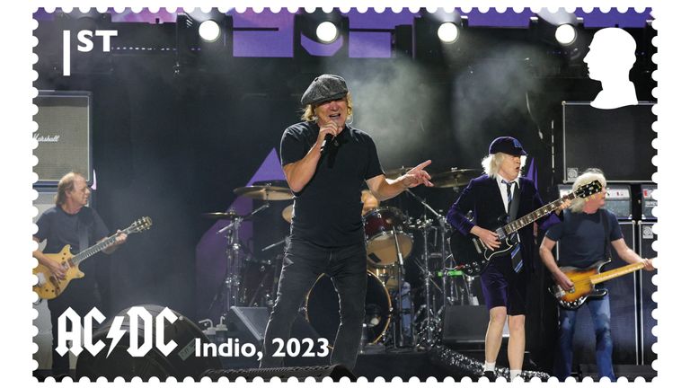 One of the AC/DC stamps showing the band performing during the Power Trip music festival in Indio, California, in 2023.
Pic: PA