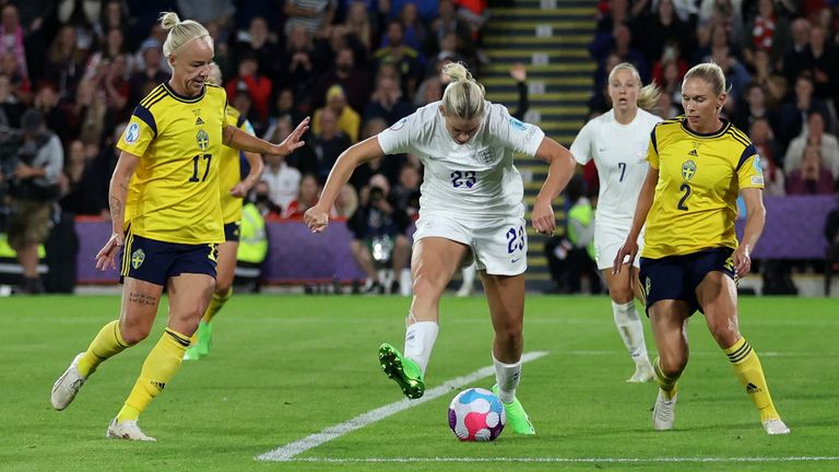 Russo's back-heeled goal against Sweden in 2022. Pic: Reuters