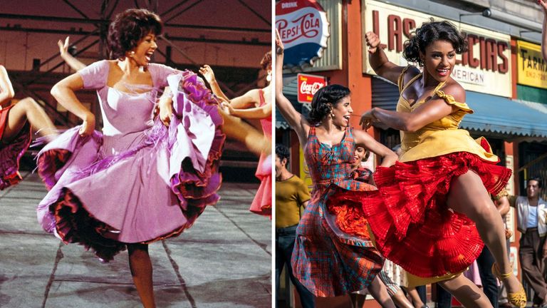 Rita Moreno (L) and Ariana DeBose (R) as Anita in the 1961 and 2021 versions of West Side Story. Pics: United Artists/Kobal/Shutterstock and 20th Century Studios