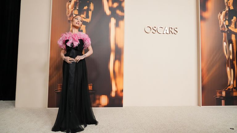 Ariana Grande at the Oscar nominees dinner in LA. Pic: Jordan Strauss/Invision/AP