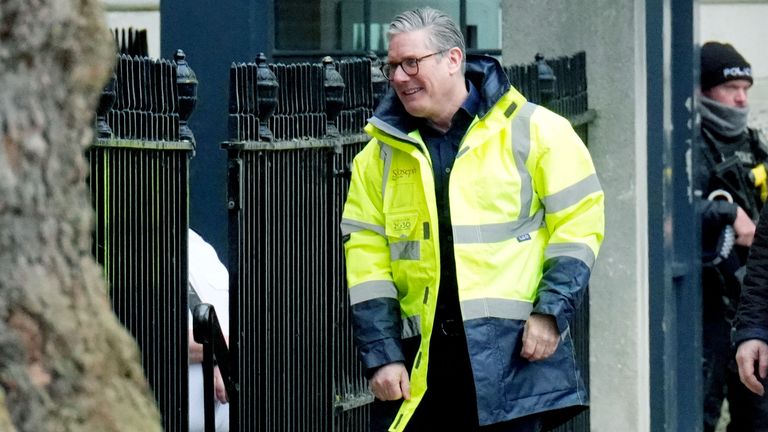 Keir Starmer returns to Downing Street following a visit to a housing development in Buckinghamshire.
Pic: PA
