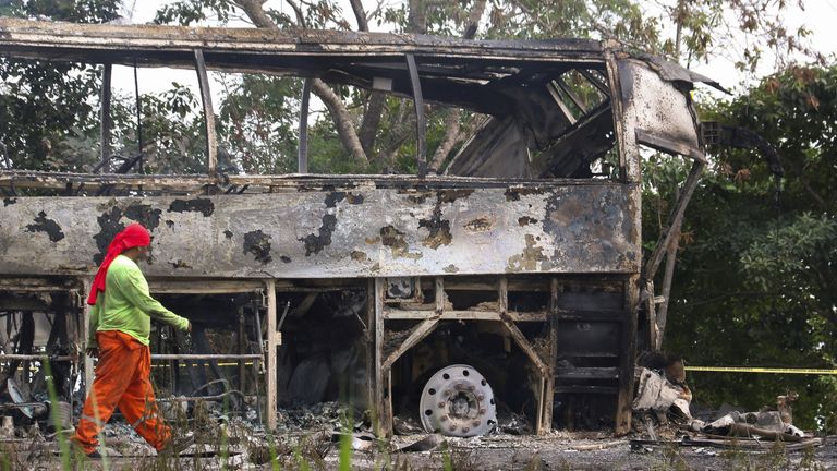 Bus crash in Mexico. Pic: Reuters