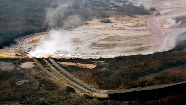 A chinese rare earth smelting plant spews polluted water