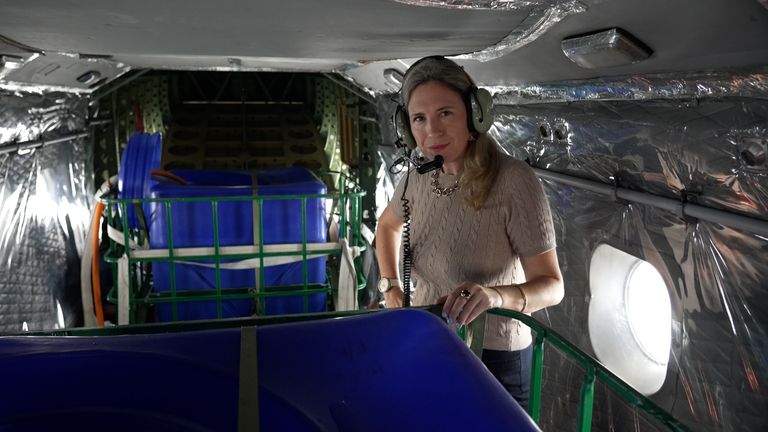 Sky News Asia correspondent Cordelia Lynch on board the 'Rainmaker'.