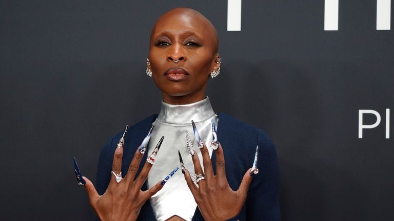 All about the nails for Cynthia Erivo of course. Pic: AP