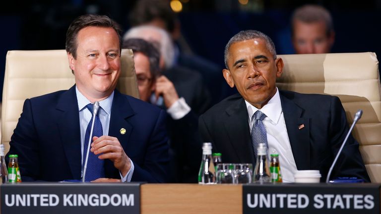 David Cameron and Barack Obama at a NATO summit in 2016. Pic: Reuters