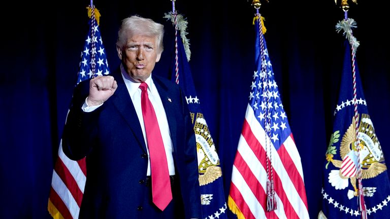 Donald Trump attends the National Prayer Breakfast,
Pic: AP