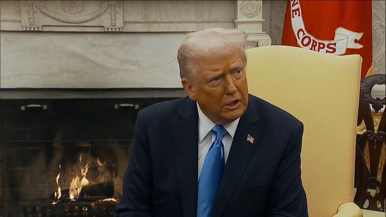 Donald Trump says when he enacts his plan of relocating Palestinians on the Gaza Strip to other locations, they will "be in love with it" and "live very happily".