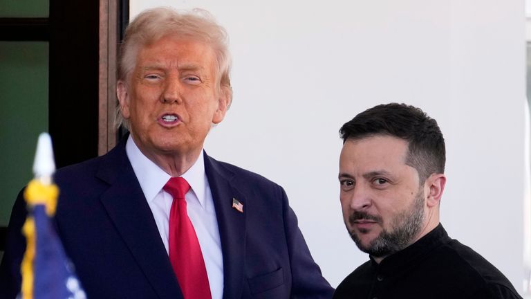 Donald Trump and Volodymyr Zelenskyy at the White House. Pic: AP