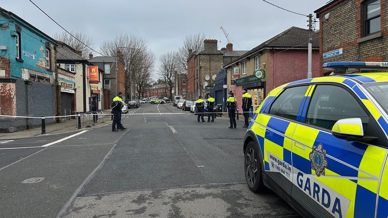 Irish police in the Arbour Hill area of Stoneybatter in Dublin. Pic: PA