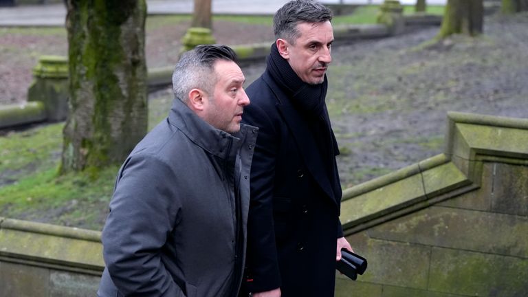 Gary Neville arriving at Manchester Cathedral. Pic: Nick Potts/PA Wire