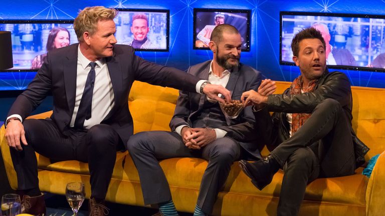 Set
9914357

Image
9914357l

Photographer
Brian J Ritchie/Hotsauce/Shutterstock

'The Jonathan Ross Show', TV show, Series 13, Episode 6, London, UK - 06 Oct 2018
Gordon Ramsay, Fred Sirieix and Gino D'Acampo

6 Oct 2018