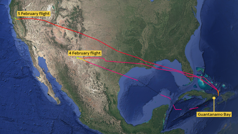 Recent military transport plane flights to Guantanamo Bay.