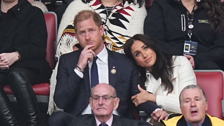 The Duke and Duchess of Sussex during the opening ceremony of the 2025 Invictus Games in Vancouver, Canada. Pic: PA