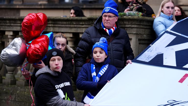 Portsmouth fans joined the march. Pic: PA