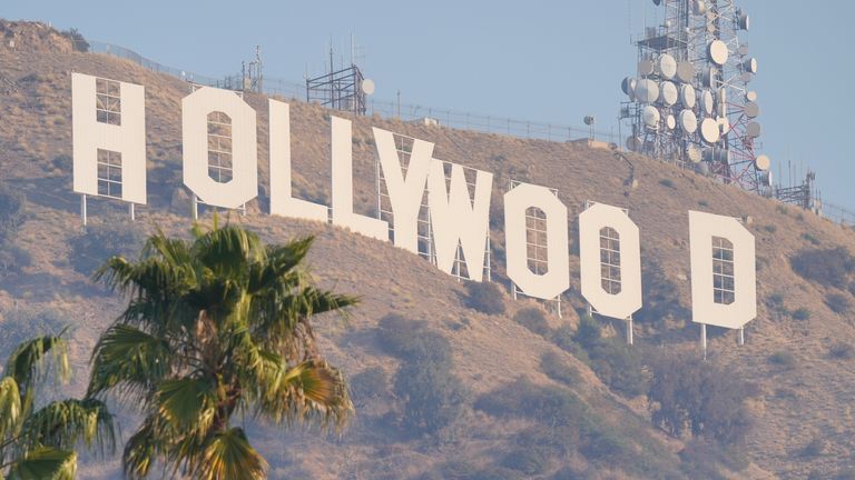 The Hollywood Sign is seen in Los Angeles. Pic: AP