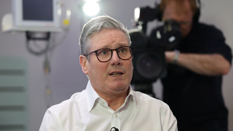 Keir Starmer during an interview.
Pic: Reuters