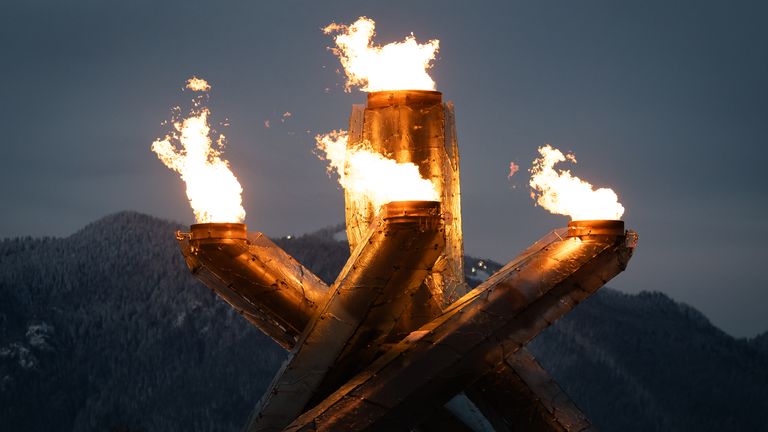 The Olympic Cauldron at Jack Poole Plaza in Vancouver is lit in celebration, ahead of the opening ceremony of the 2025 Invictus Games in Vancouver, Canada. The games will take place across Vancouver and Whistler. Picture date: Saturday February 8, 2025.