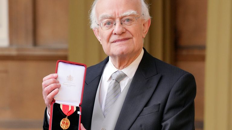 Sir John Rutter after being made a Knight Bachelor at Buckingham Palace. Pic: Jonathan Brady/Pool Photo via AP