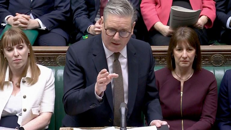 Screen grab of Prime Minister Sir Keir Starmer speaking during Prime Minister's Questions. Pic: PA