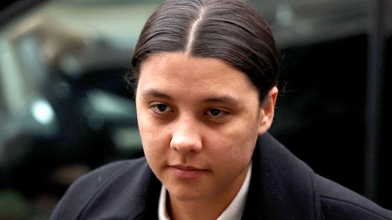 Sam Kerr on trial for racially aggravated harassment - Kingston Crown Court.
Pic: Reuters