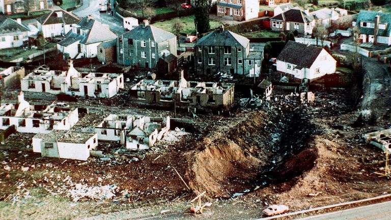 The trail of destruction left by the flight.
Pic: AP/Martin Cleaver