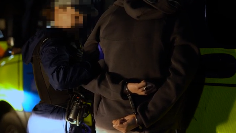 A man being arrested during the Met Police's week-long crackdown on phone thefts.
Pic: Met Police