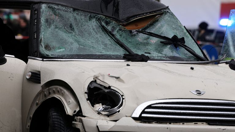 The police work in a car that led to a crowd in Munich, Germany, on February 13, 2025, hurting several people. Reuters/Wolfgang Rattay