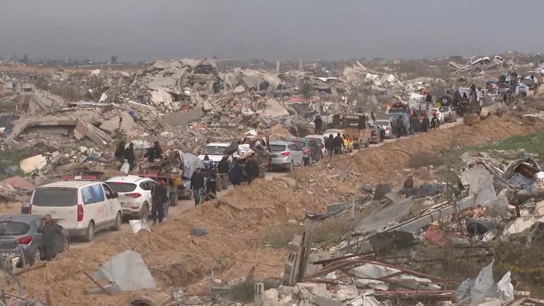 Destruction left behind in Netzarim, Gaza, as Palestinians move between north and south
