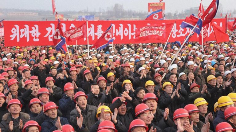 North Korean leader Kim Jong Un attended a groundbreaking ceremony for new apartment construction in Pyongyang, North Korea, on the anniversary of his father's birthday. Pics from state-run Korean Central News Agency (KCNA)
