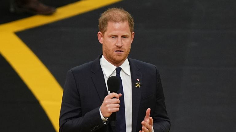 Prince Harry during the opening ceremony of the 2025 Invictus Games. Pic: PA