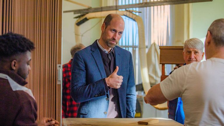 Prince William, the Duke of Rothesay visits the workshop area at Carnoustie and Monifieth Men's Shed, Carnoustie, Scotland.
Pic: Reuters