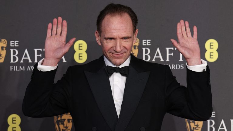 Ralph Fiennes at the BAFTAs. Pic: Reuters