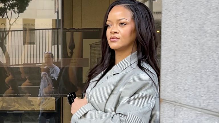 Rihanna leaves Clara Shortridge Foltz Criminal Justice Center in Los Angeles, after supporting partner A$AP Rocky during his trial, on 31 January 2025. Pic: AP/Liam McEwan