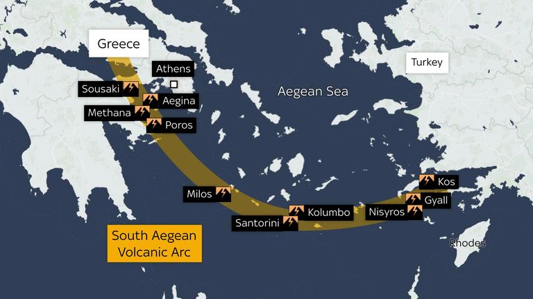 South Aegean Volcanic arc map