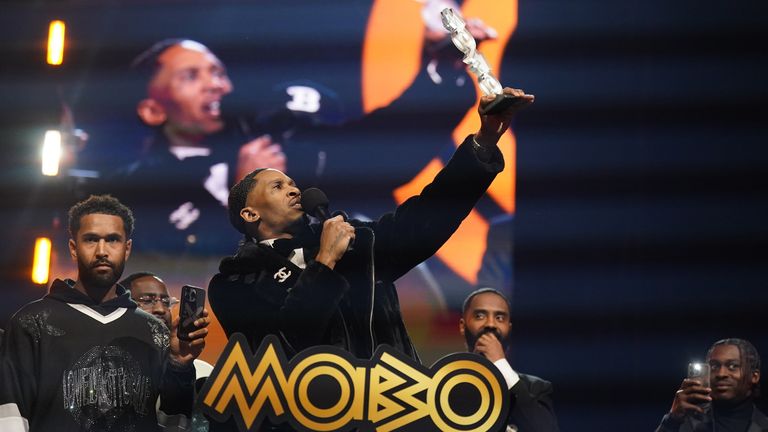 Scorcher wins Best Grime Act Award at the Mobo Awards at the Utilita Arena Newcastle. Picture date: Tuesday February 18, 2025. Owen Humphreys/PA Wire