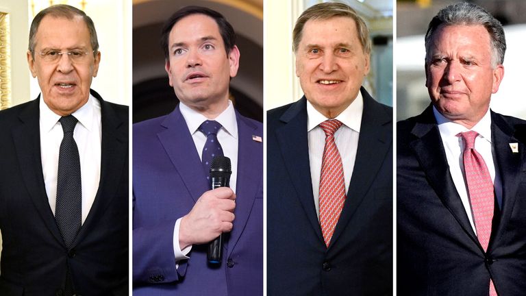 Sergey Lavrov, Marco Rubio, Yuri Ushakov and Steve Witkoff.
Pic: AP