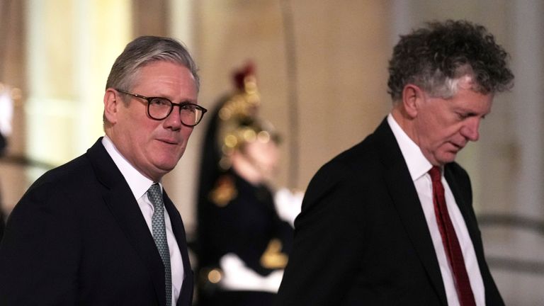 Sir Keir Starmer with national security adviser Jonathan Powell. Pic: AP