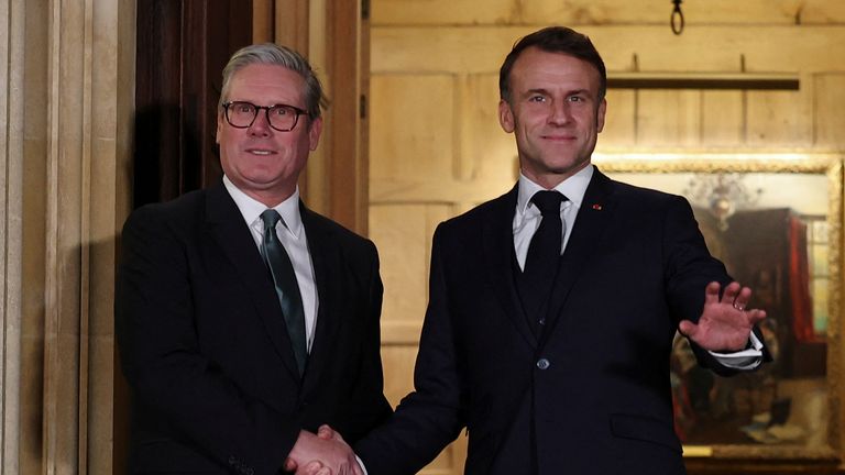 Starmer and Macron meeting at Chequers last month. Pic: Reuters