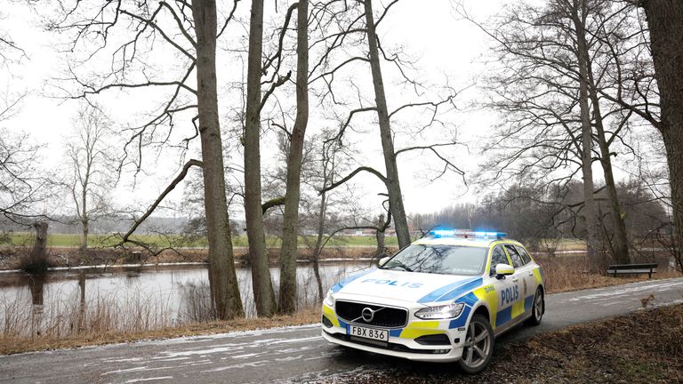 Police at Risbergska School in Orebro, Sweden.
Pic: TT News Agency/Kicki Nilsson/Reuters