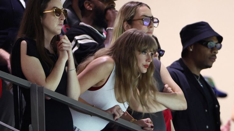 Taylor Swift seen in the stands. Pic: Reuters