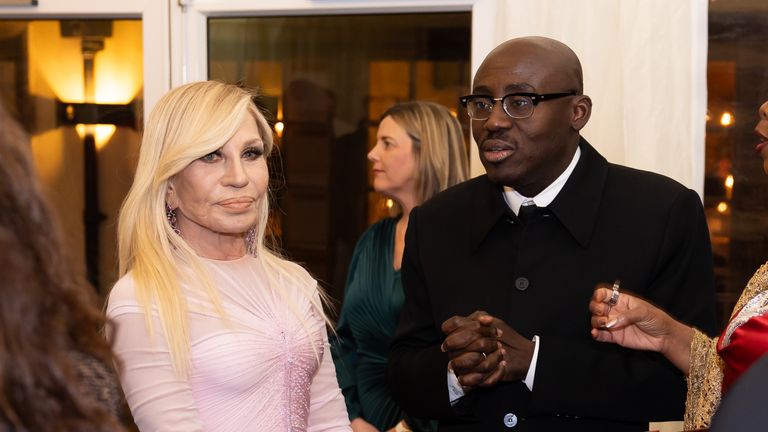 Donatella Versace and Edward Enninful. Pic: Made for Social Media/Ambasciata d'Italia