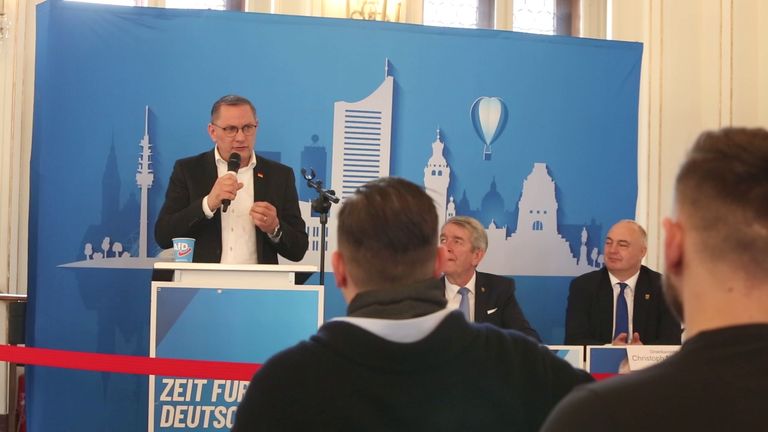 AfD co-leader Tino Chrupalla holds a rally in Saxony