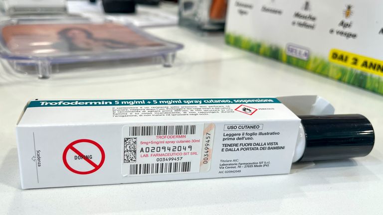 Trofodermin packs are medical products for treating cuts and scrapes containing the anabolic steroid crosteborg, a substance listed as a prohibited substance by the World Anti-Doping Association. 4, 2024. (AP Photo/Andrew Dampf)