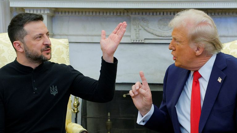 Volodymyr Zelenskyy and Donald Trump in the White House. Pic: Reuters