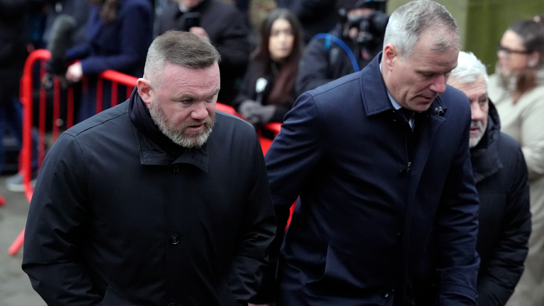 Wayne Rooney arriving at Denis Law's funeral. Pic: Nick Potts