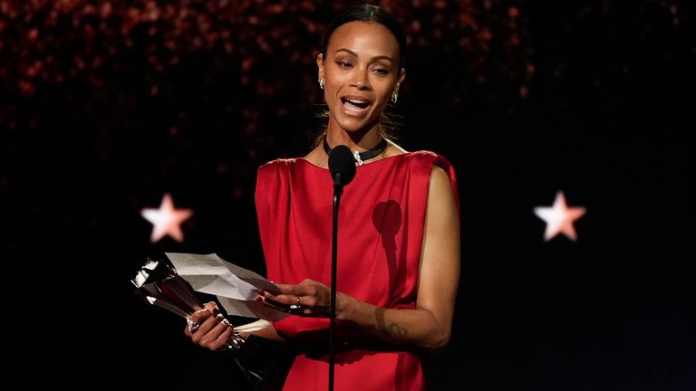 Zoe Saldana is named best supporting actress for her performance in Emilia Perez at the 2025 Critics Choice Awards. Pic: AP/Chris Pizzello