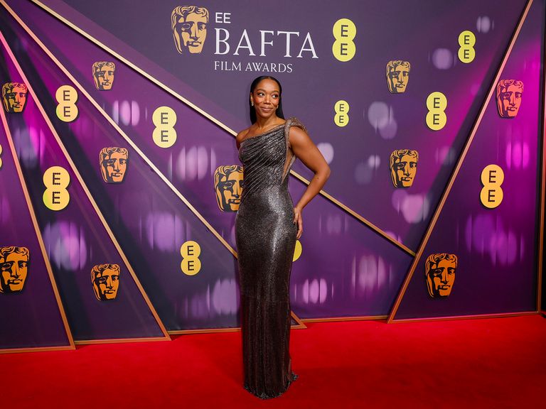 Naomi Ackie at the 2025 BAFTA Film Awards. Pic: Joel C Ryan/Invision/AP