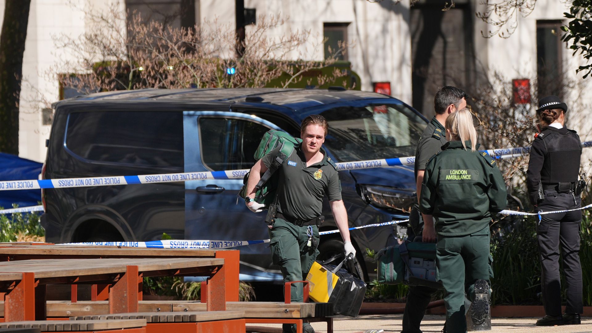 Woman in her 20s dies after van hits three pedestrians in central London